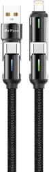 DeTech Кабел за данни DeTech DE-55UCI, 4в1 USB-Lightning/Type-C Type-C - Type-C Type-C - Lightning, 1.0m, Черен - 40536 (40536)