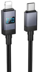hoco. X118 adatkábel (Type-C - lightning, 27W, PD gyorstöltő, LED kijelző, 100cm) FEKETE (X118_L_1M_BLACK)