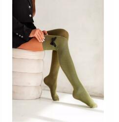  Női pamut térdzokni masnival 0774 Olívazöld 37-41-es méret (5906031152136)