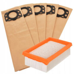  Set 5 Saci de Hârtie și 1 Filtru Aer pentru Aspiratoare Karcher WD4, WD5, WD6, MV4, MV5, MV6 (TRS1-CSOM7-N)
