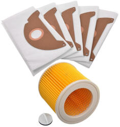  Set 5 saci din microfibră și filtru pentru aspirator Karcher A2004, A2054, WD 2.200 (TRS1-1194-CS1-N)