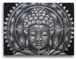 Cotomag Set 4 Tablouri Buddha Mandala - Gri 40 x 30 cm