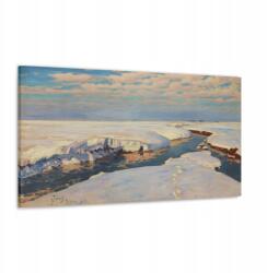  Vászonkép Julian Falat Téli Táj Folyóval reprodukció 100x50 (REP1735)