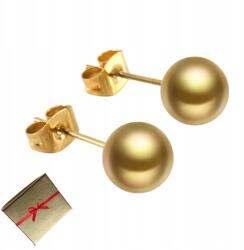 Arany színű golyós fülbevaló, 6 mm-es, sebészeti acél, ajándék doboz