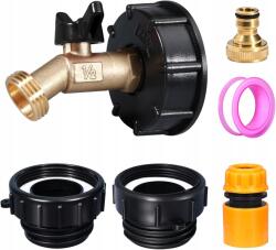  Ibc adapter 1000l sárgaréz csaptelep 1/2" Npt 3/4" Ght 2" menetes fekete (R-048)