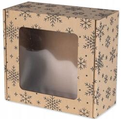 Ablakos doboz 20x20x10 Karácsonyi ajándékdoboz Hópehely Csillagok