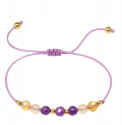  Karkötő Ametiszt Citrom Kvarc Ezüst aranyozott 925 zsinóros talizmán