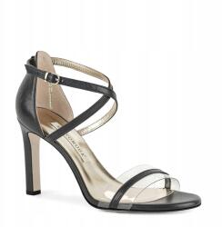 Bravo Moda Fekete természetes bőr magassarkú szandál 36-os (E0100 Czarna Skóra 36)