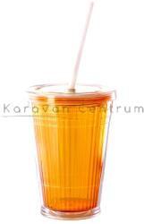 Gimex hőtartó pohár tetővel és szívószállal, narancs (C47214)