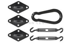 Travellife napvitorla rögzítőszett háromszög, fekete (C33196)