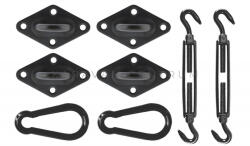 Travellife napvitorla rögzítőszett négyszögletű, fekete (C33194)