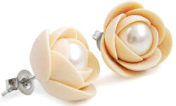 Troli Világos bézs fülbevaló puzetky virágok gyöngy Crystal