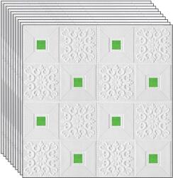 NEXTLY 20 db-os 3D NEXTLY öntapadós tapéta szett, falra vagy mennyezetre, vízálló, állítható, erős ragasztóval, könnyen felhelyezhető, 9, 8 m2 fedettség, 70x70 cm, modern design, fehér-zöld, kód 7373-28 (s20