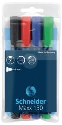 Schneider Marker állandó kerek, Schneider Maxx 130, 3 mm, 4 színű buborékfólia (S-113094-281241210)