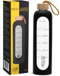 4FIZJO Sportpalack, 4FIZJO, időskálával, kényelmes, ergonomikus szájrész, űrtartalom 1 liter, 29, 5 x 8 cm, szilikon bevonattal, Fekete színű (P-5905973403917)