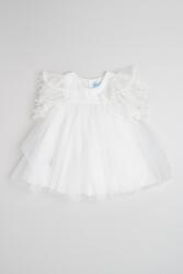 Abel & Lula kiszélesedő fazonú fodros ruha, Fehér, Törtfehér, 75 CM (5002-007-6-9M)