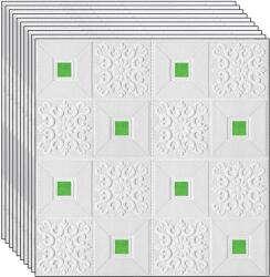 NEXTLY 30 db 3D NEXTLY öntapadós tapéta szett, falra vagy mennyezetre, vízálló, állítható, erős ragasztó, könnyen felhelyezhető, fedett terület 14, 7 m2, 70x70 cm, modern design, fehér-zöld, kód 7373-28 (s30