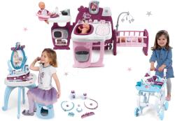 Smoby Set căsuță pentru păpușa Baby Nurse Doll's Play Center Smoby și măsuța cosmetică Frozen 2în1 cu cărucior de servit Frozen XL Tea Trolley (SM220349-13) Papusa
