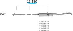 Edex 13.180 - Kipufogó hátsó dob MERCEDES A140 - W168 1.4, 1.6, 1.9 (1997-2004) (K13-180ALU-ED)