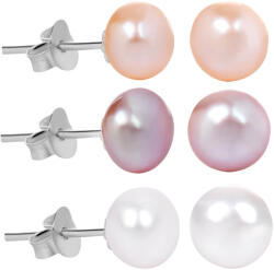 JwL Luxury Pearls Set exclusiv de 3 perechi de cercei perla - alb, somon, violet JL0426