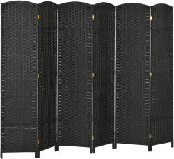 Homcom Összecsukható szobaparaván 6 db összekapcsolható ajtóval, 240x170 cm, Fekete