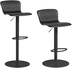 Homcom 2 db-os bárszék szett háttámlával, forgatható és állítható magasságú, polipropilén, fekete