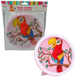  Pictură cu diamante cu ramă - Papagal ara desenat 17 cm (SK26PC-7614)
