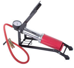  Lábpumpa 7 Bar/100PSI Légnyomásmérővel + 2 Szelepadapterrel, Piros Szín