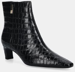 Tommy Hilfiger cizme de piele TH SQUARE TOE CROC KITTEN BOOTIE 9BYA-OBD0GR_99X (FW0FW09162)