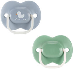 Tommee Tippee Ортодонтични залъгалки Tommee Tippee - AnyTime, Зелена и Синя с декор Пате, с кутия за стерилизиране, 18-36 m, 2 броя (TT.0284)
