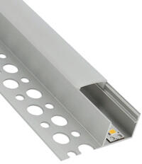 ANRO LED Profile ALP-025 Ezüst - Burkolatba süllyeszthető, oldalfali alu profil LED szalaghoz (Opál búrával) (LP313 - LP-UNICOV3-MLK)