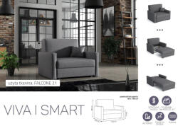 Mindigbútor VIVA SMART I előre nyíló rugós, ágyneműtartós fotelágy Falcone 21 színben - smartbutor