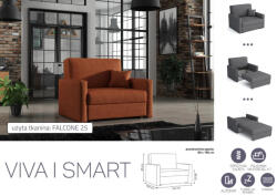 Mindigbútor VIVA SMART I előre nyíló rugós, ágyneműtartós fotelágy Falcone 25 színben - smartbutor