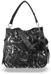 ZELLIA Női Válltáska 25036 Fekete-Ezüst - Leaf - (ZLK-25036-33915869)