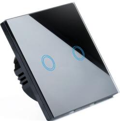 Sternhoff Elegáns Edzett üveglapos Érintéssel működő LED háttér világítású, csillár villanykapcsoló, kétpólusú, fekete (SDH1696-D_BLACK)