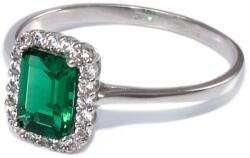 Ékszershop Zöld-fehér köves téglalap fehérarany gyűrű (1319944)