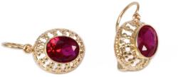 Ékszershop Piros köves galériás arany fülbevaló (1321681)