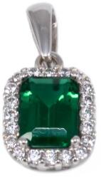 Ékszershop Zöld-fehér köves téglalap fehérarany medál (1319942)