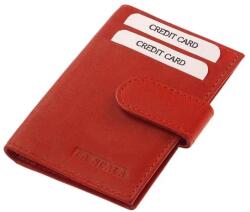 La Scala piros patentos puha bőr kártyatartó dk-95