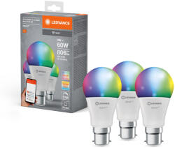 OSRAM LED izzó B22 9W = 60W 806lm RGBW CCT szabályozható fényerejű SMART+ WiFi Classic Ledvance (4058075778894)