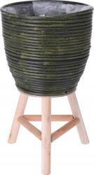 ProGarden Rattan virágcserép fa lábon 24, 5 x 41 cm zöld (363228)