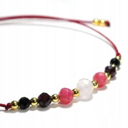 Természetes kövekből készült karkötő Piros zsinór Boldogság Kvarc Ónix (12301)