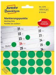 AVERY Etikett AVERY 3376 öntapadó jelölőpont zöld 18mm 1056 jelölőpont/csomag (3376) - irodaszerwebaruhaz