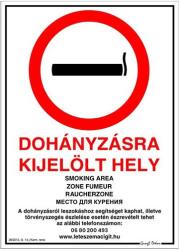 Gungl Dekor Matrica Dohányzásra kijelölt hely fehér piros A/4 ÚJ (220/51) - irodaszerwebaruhaz