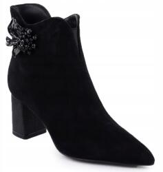 S. Barski Női bőr bokacsizma díszes sarokkal S. Barski 52-686 38 (CR52-686 Black)