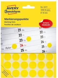 AVERY Etikett AVERY 3377 öntapadó jelölőpont sárga 18mm 1056 jelölőpont/csomag (3377) - irodaszerwebaruhaz