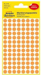 AVERY Etikett AVERY 3178 öntapadó jelölőpont neon sárga 8mm 416 jelölőpont/csomag (3178) - irodaszerwebaruhaz