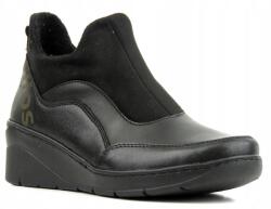 Helios Női Bokacsizma Helios 540, puha bőr, cipzár, természetes bőr, fekete (540)