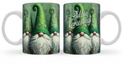 Nevesajándék Karácsonyi Bögre 3 dl - Boldog Karácsonyt Felirató Zöld Gnome Manós (B1372)