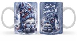 Nevesajándék Karácsonyi Bögre 3 dl - Boldog Karácsonyt feliratú Manós Kék Bögre (B1376)